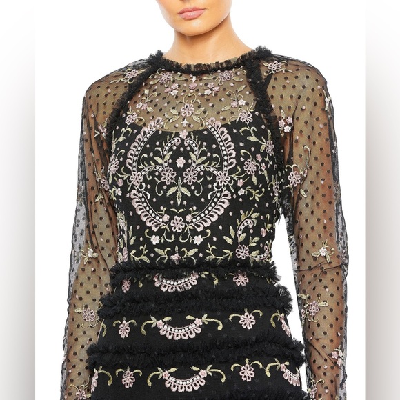 Mac Duggal size 18 Elegant Black Lace Evening Gown style 8030 - Picture 2 of 9